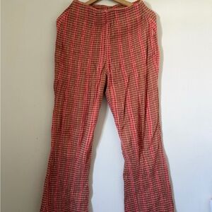 FREE PEOPLE Brown Checkered Flare Pants